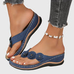 Alexis orthopaedic flip flops in Navy Blue, front view