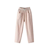Classic cotton linen trousers with elasticated waist, view 4