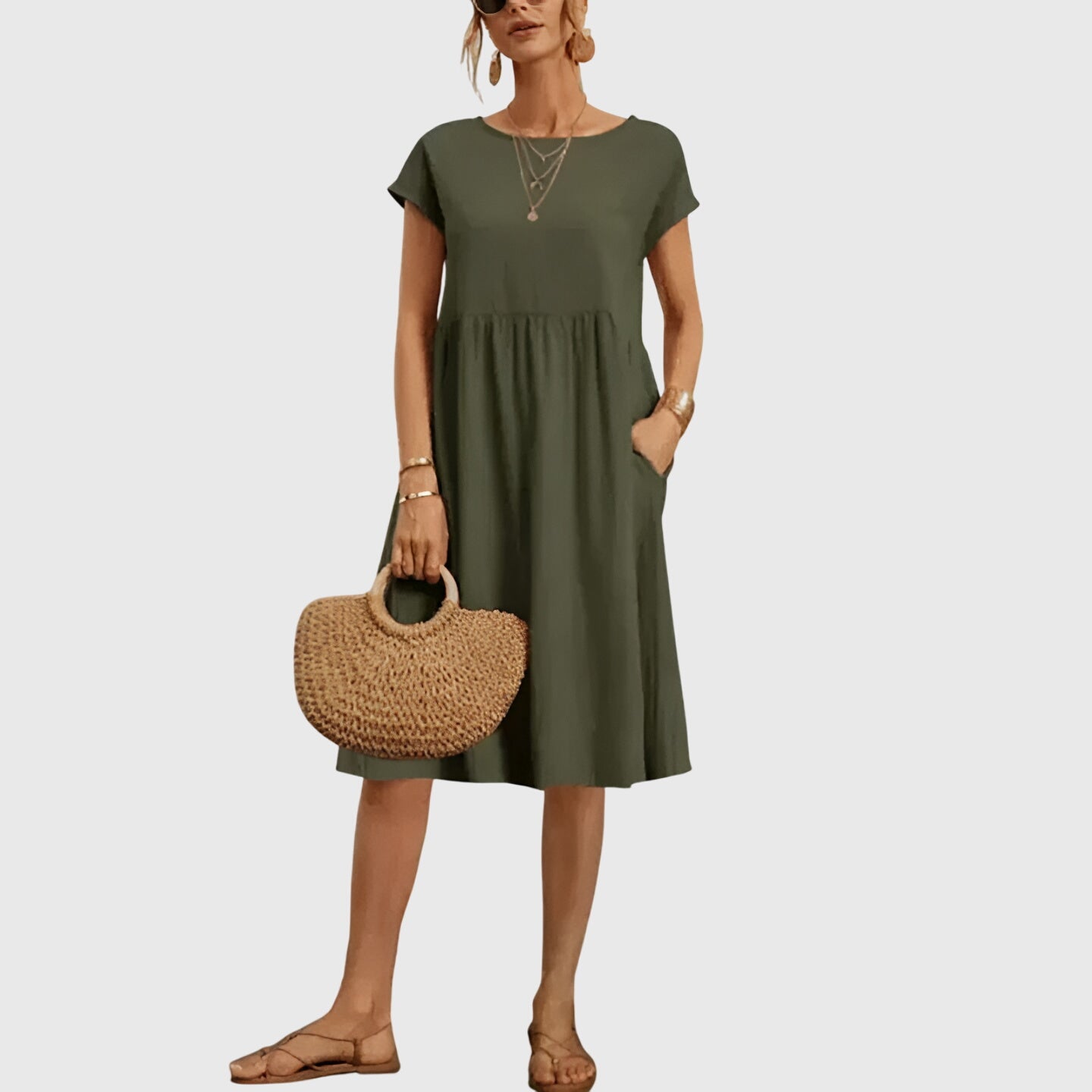 Mirabel elegant spring dress in Green, view 3
