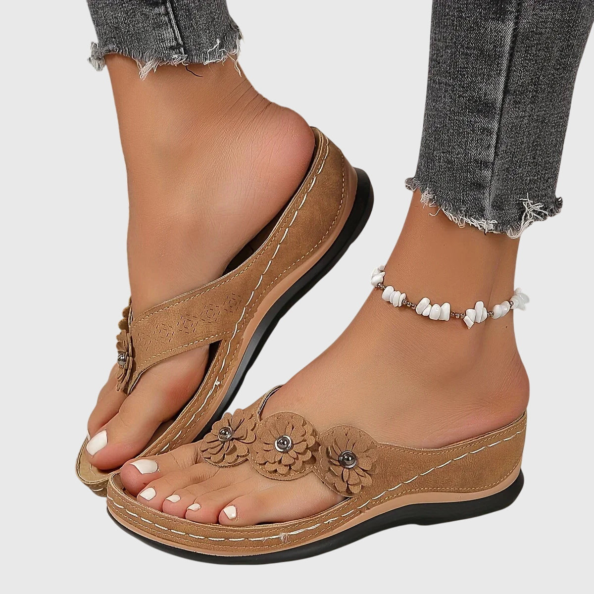 Alexis orthopaedic flip flops in Dark Brown, view 4