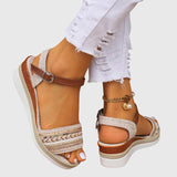 Joselyn Beaded Boho Wedge Sandals, view 3