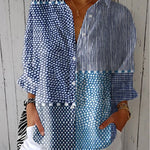 Fiora ocean patchwork blouse in Multicolour, front view