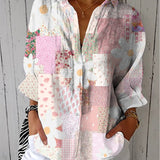 Fanny pastel patchwork daisy blouse in Multicolour, front view