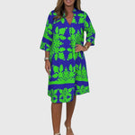 Daisy Elegant Spring Dress in Green/Navy Blue, view 6