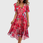 Catalina Chic Midi Dress in Red, view 3