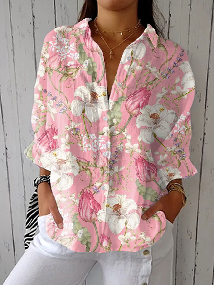 Frances elegant bloom floral blouse in Multicolour, front view