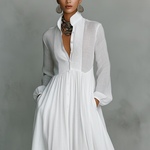 Patchwork linen maxi dress with stand collar, view 2