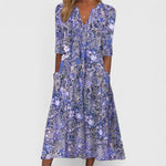 Queenie floral summer midi dress in Blue, view 2