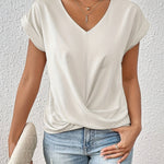 Zoe sweetheart neckline casual T-shirt in White, view 2