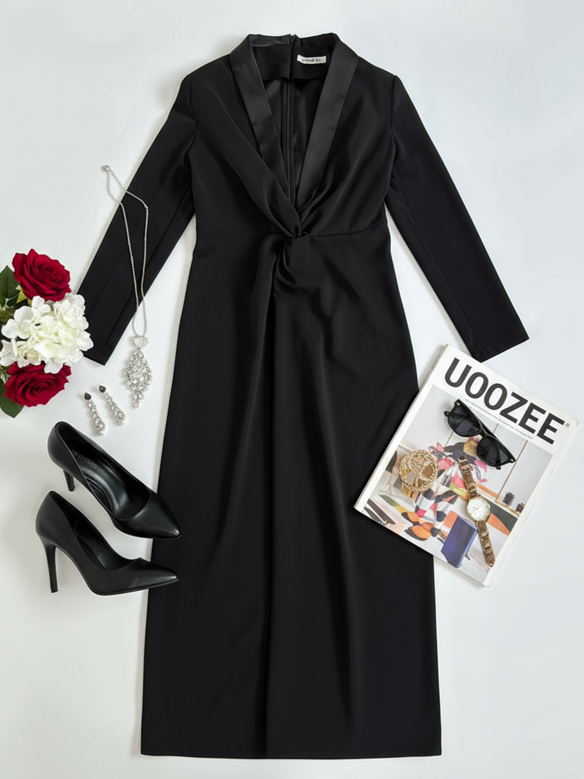 Kara deep V-neck maxi dress, view 5