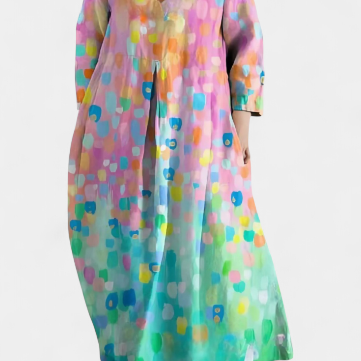 Isalinde V-neck dress in Pink Multicolour, view 2