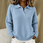 Billie cosy polo collar jumper in Light Blue, front view