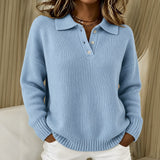 Billie cosy polo collar jumper in Light Blue, front view