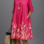 Grace pink midi dress, front view