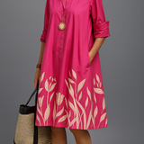 Grace pink midi dress, front view