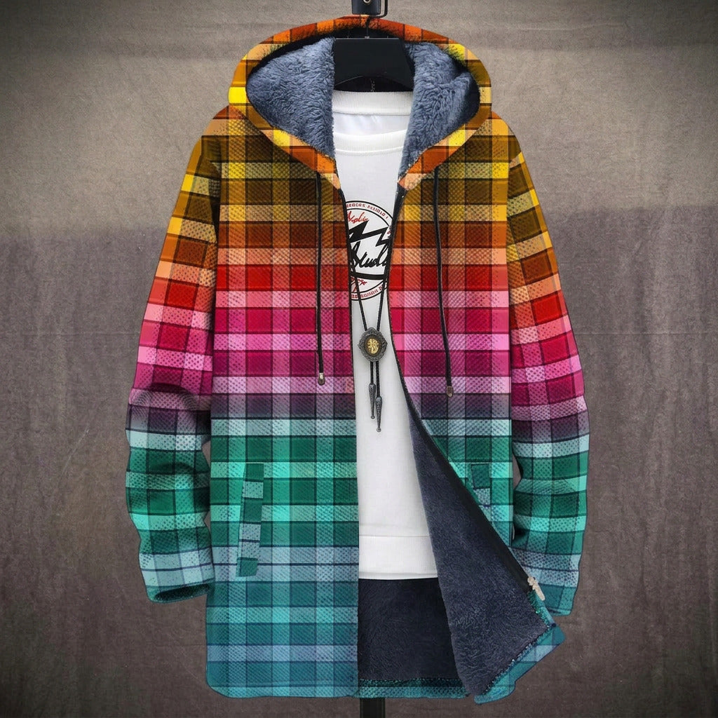 Brenda - Rainbow Check Jacket, front view
