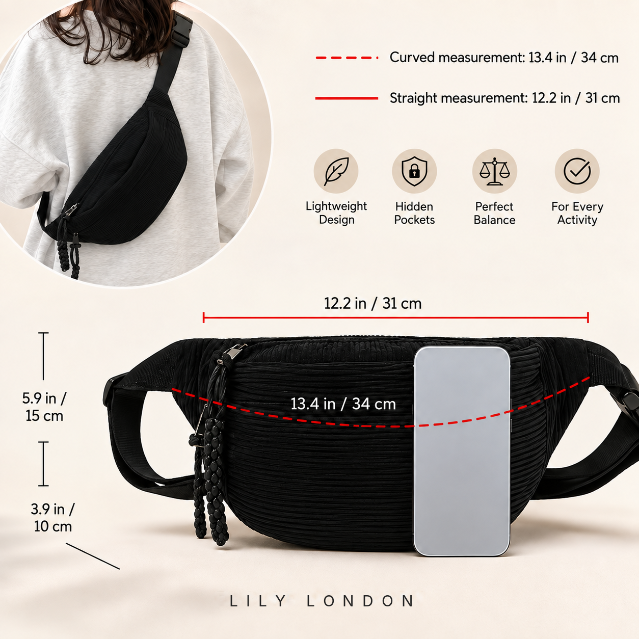 Brooke Corduroy Shoulder Bag, view 3