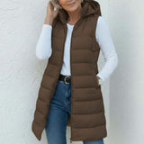 Robyn | Casual Sleeveless Hood Long Puffer Gilet