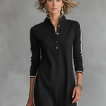 Sweatshirt maxi dress with button collar, view 6