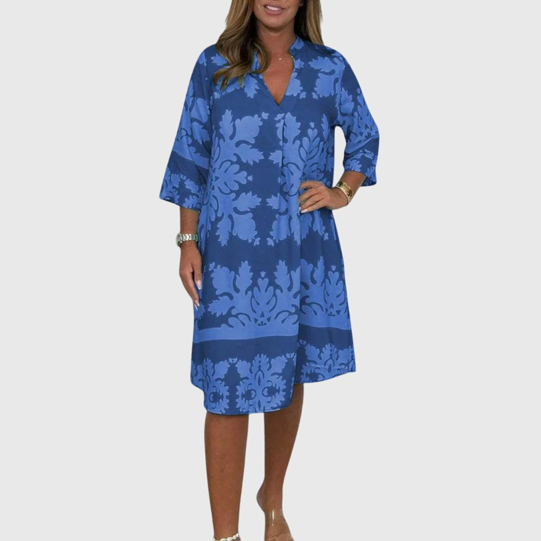 Daisy Elegant Spring Dress in Blue/Navy Blue, view 3