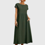 Giselle casual pocket dress in Green, front view