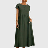 Giselle casual pocket dress in Green, front view