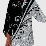 Alayah printed crew neck top in Black Silver Floral, view 7