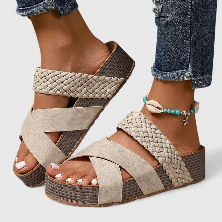 Danyzelle Orthopaedic Crossover Sandals in Beige, view 3