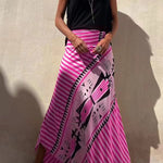 High waisted striped maxi skirt in Pink, view 6