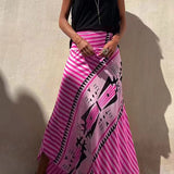 High waisted striped maxi skirt in Pink, view 6