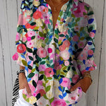 Frida bloom canvas floral blouse in Multicolour, front view