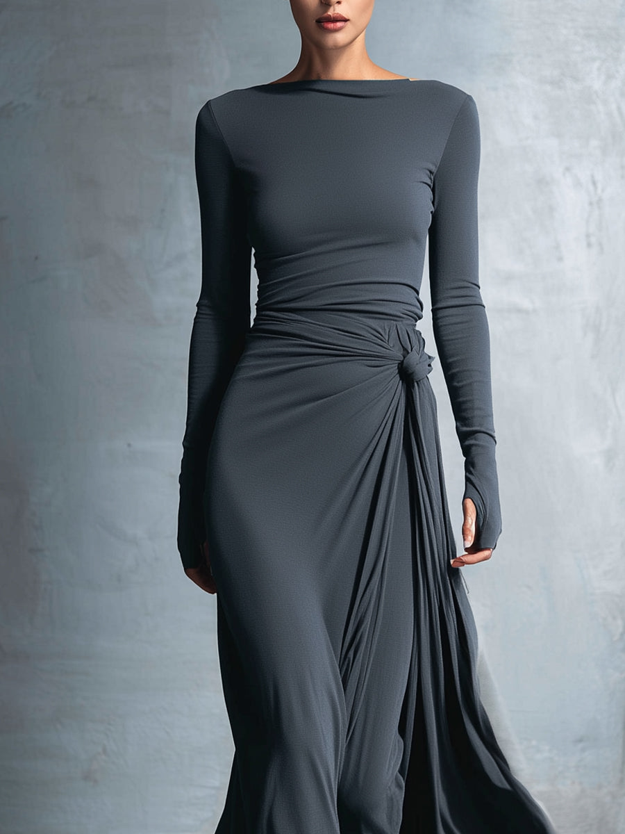 Gabriella side knot long dress, view 6