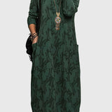 Victoria casual round neck dress in Green, front view
