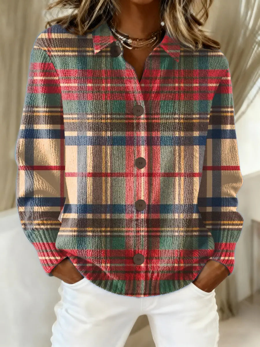 Esmeralda check flannel blouse in Multicolour, front view