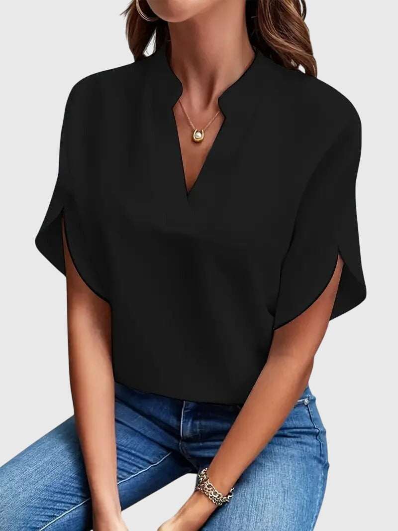 Beatrix soft V-neck shirt in Black, view 5