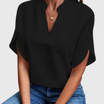 Beatrix soft V-neck shirt in Black, view 5