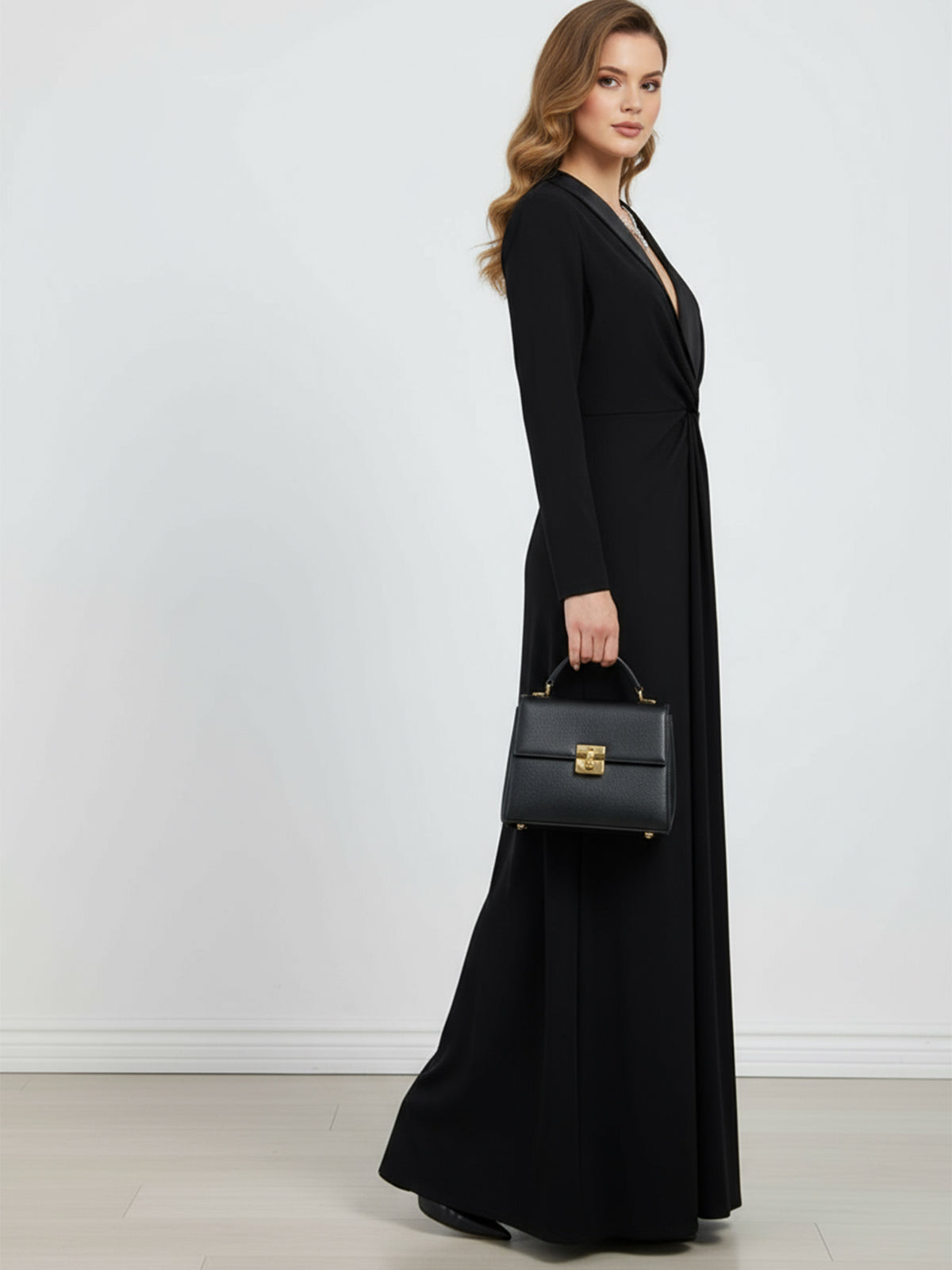 Kara deep V-neck maxi dress, view 4