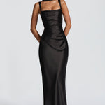 Calanthe black square neck maxi dress, view 2