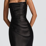 Calanthe black square neck maxi dress, view 4