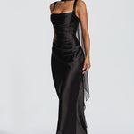 Calanthe black square neck maxi dress, view 5
