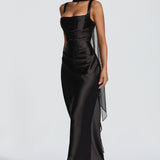 Calanthe black square neck maxi dress, view 5