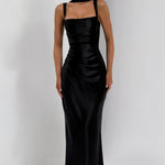 Calanthe black square neck maxi dress, view 7