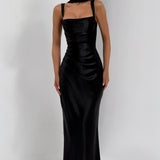 Calanthe black square neck maxi dress, view 7