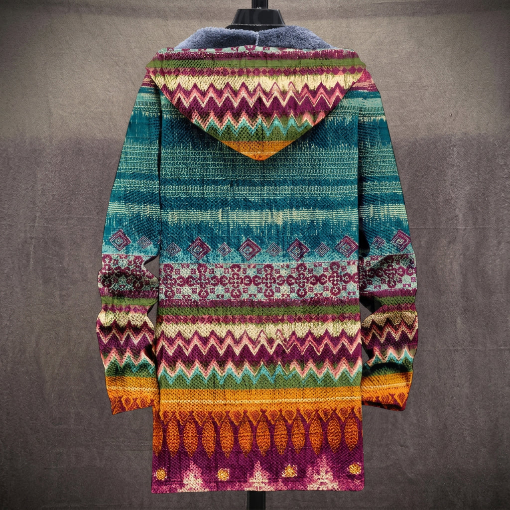 Nicola - Turquoise and Fuchsia Ethnic Stripe Jacket, back view