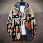 Kathleen - Black and White Folk Cats Jacket, front view