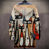 Kathleen - Black and White Folk Cats Jacket, second front view
