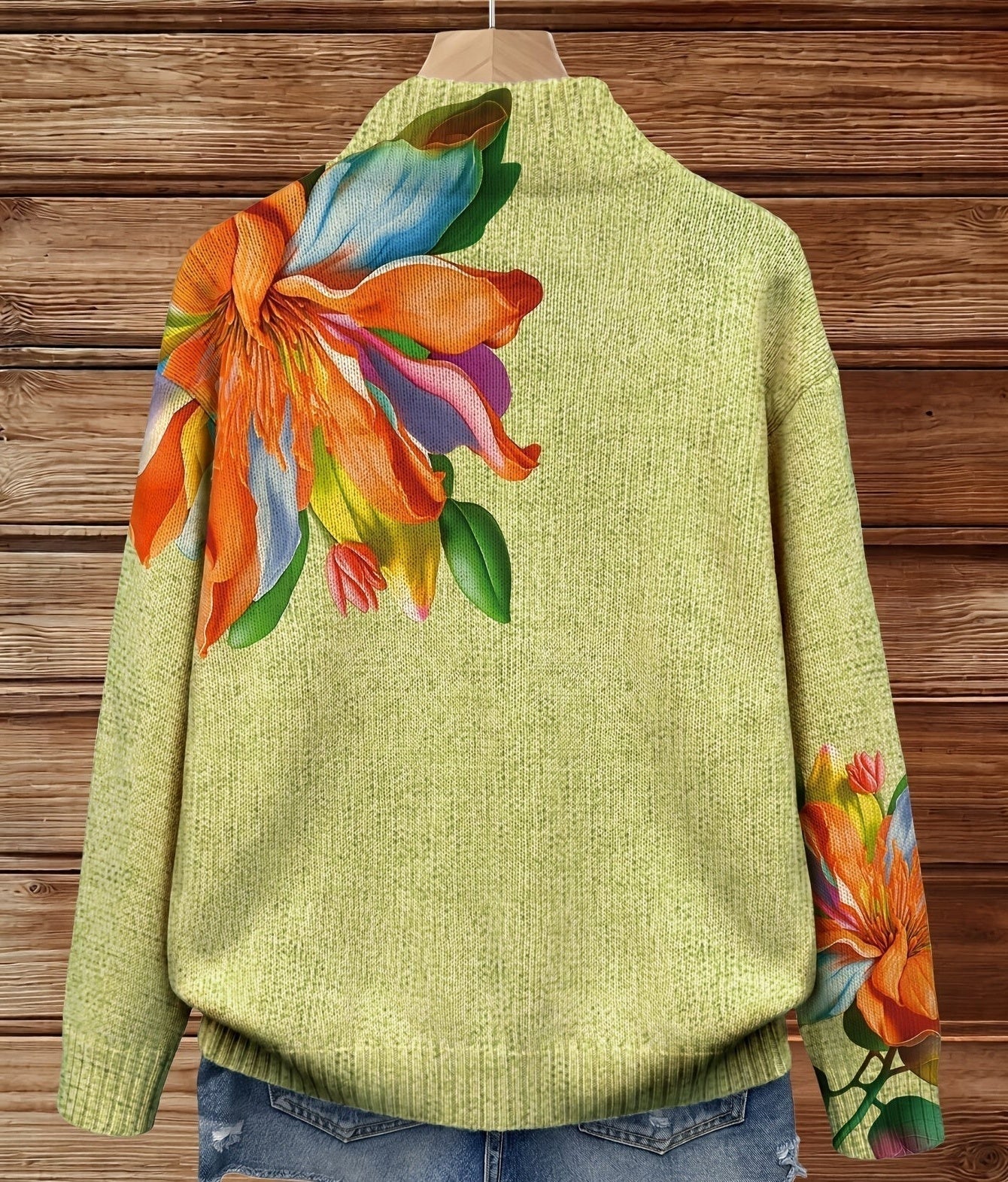 Isabella tropical lily print zip-up cardigan, view 2