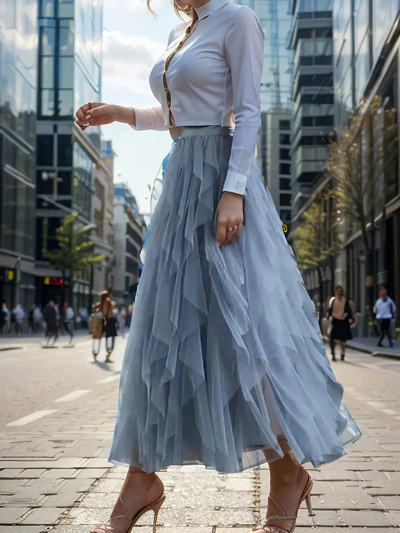 Cecil mesh layered tutu skirt in Blue, view 12