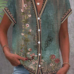 Braila watercolour petal blouse in Green, front view