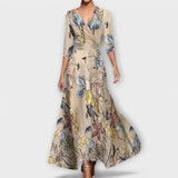 Alma floral wrap maxi dress in Champagne, view 2